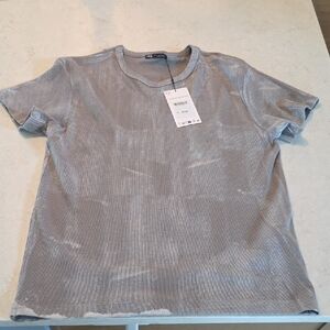 Zara Charcoal Ribbed Tee